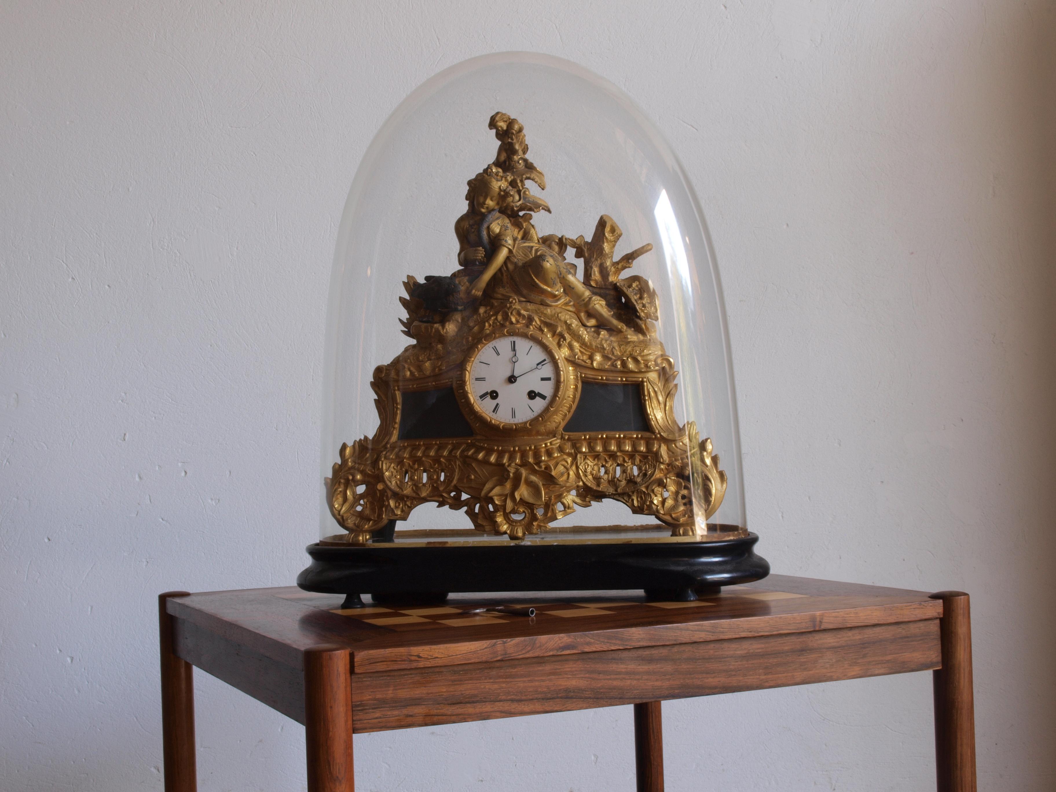 Metal PH. Mourey France Late 1800s Mantle Clock