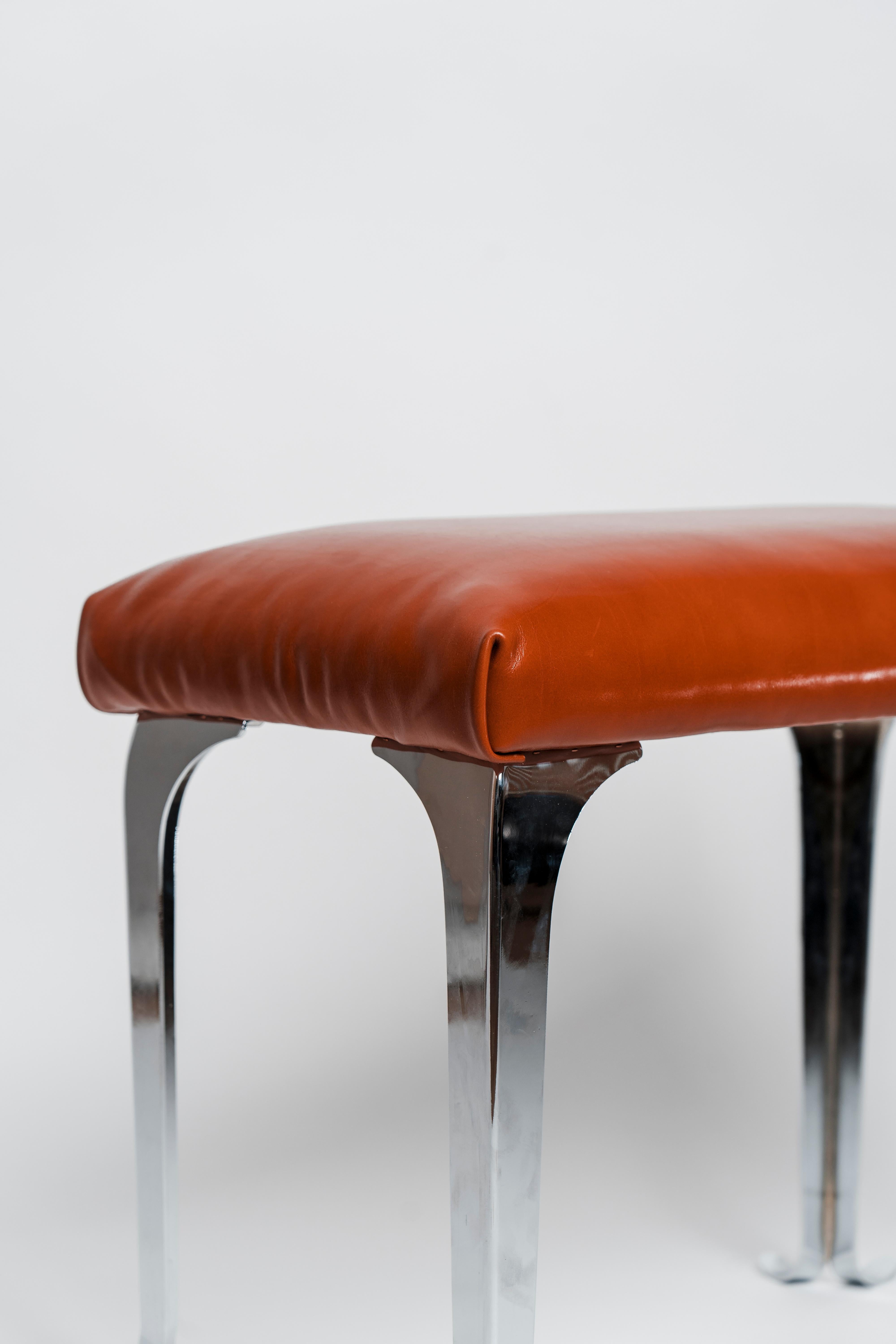 PH Piano Bench - chrome legs and leather seat in walnut color en Nuevo estado para la venta en Copenhagen, DK