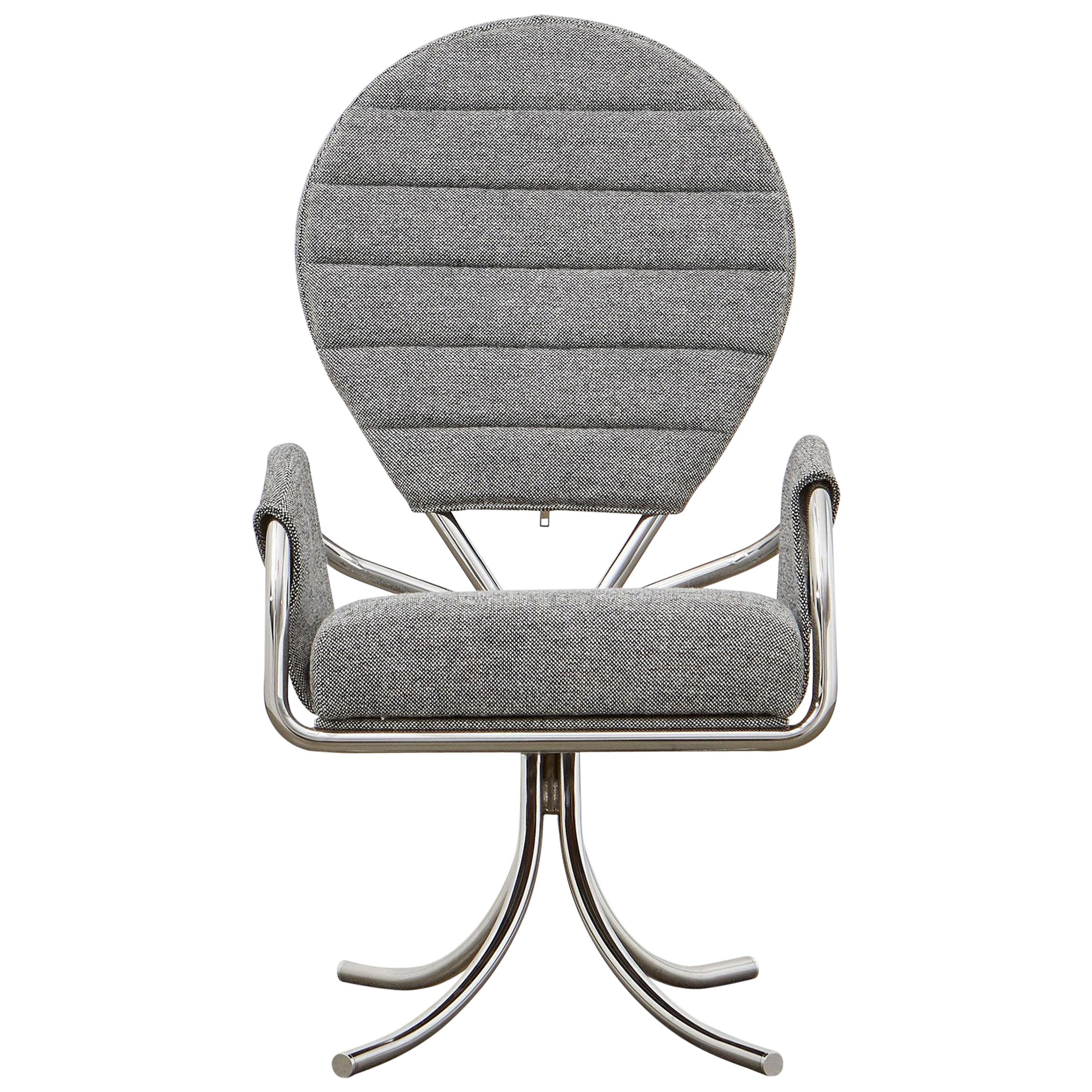 PH Pope Chair, Chrome, Hallingdal Light Grey 126 For Sale