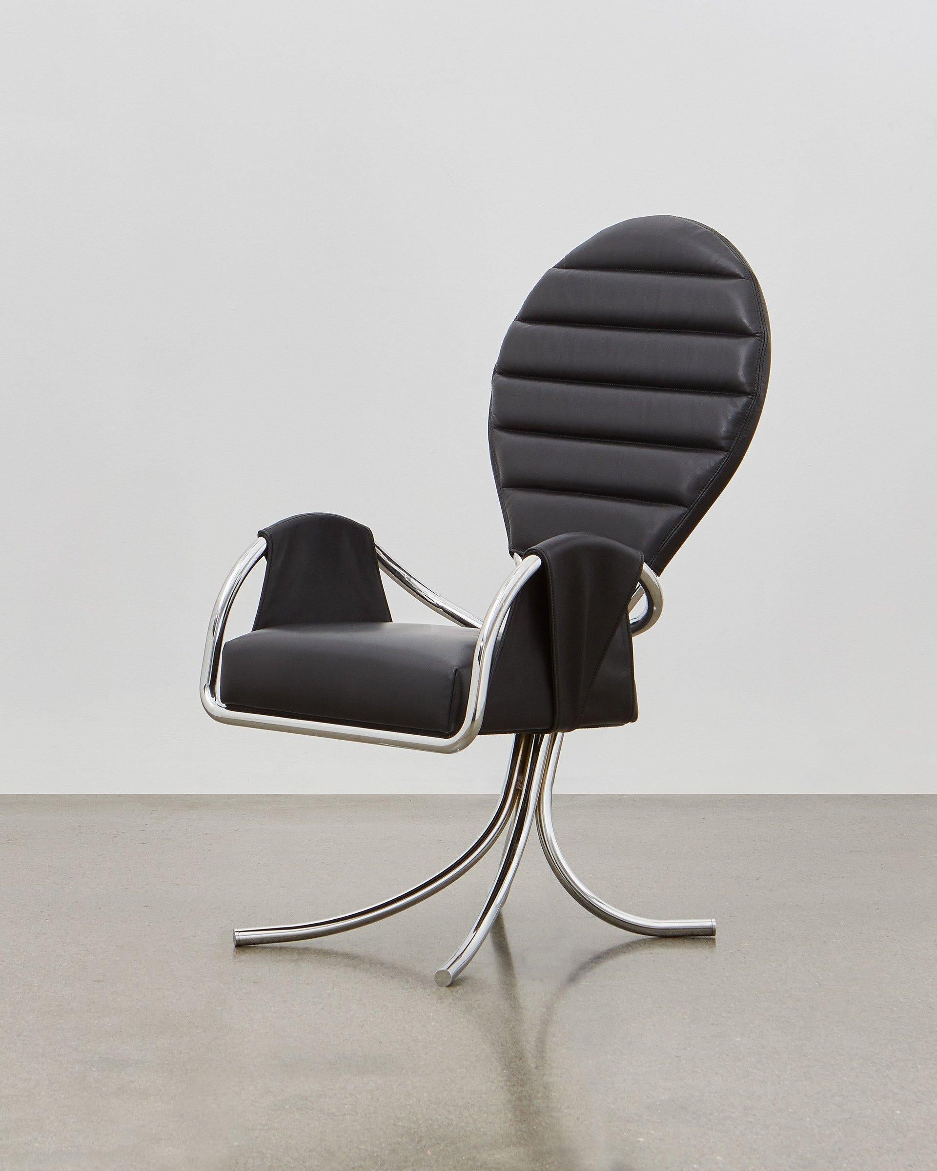 Bauhaus Chaise Pope PH, chrome, cuir et noir extrême en vente