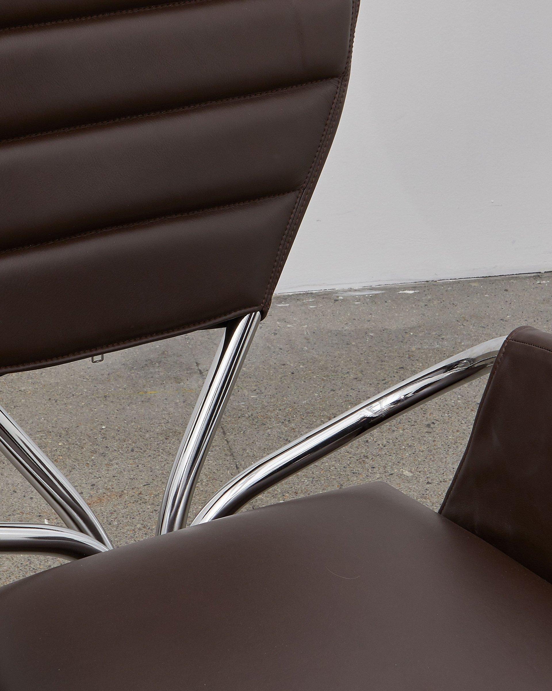 Danish PH Pope Chair, Chrome, Leather Extreme Mocca For Sale