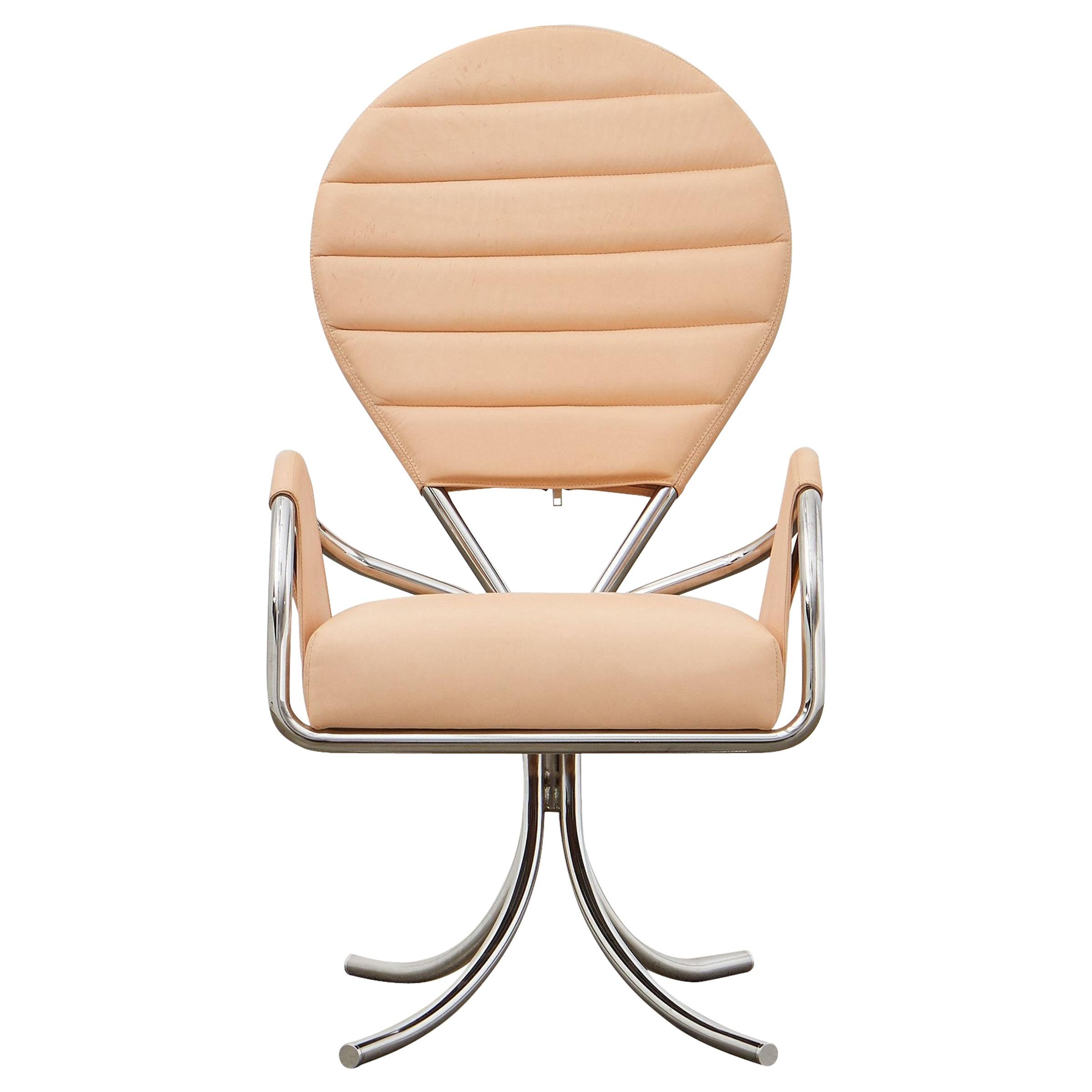 PH Pope Chair, chrome, leather natural un-dyed