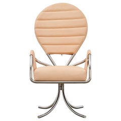 PH Pope Chair, cromo, pelle naturale non tinta