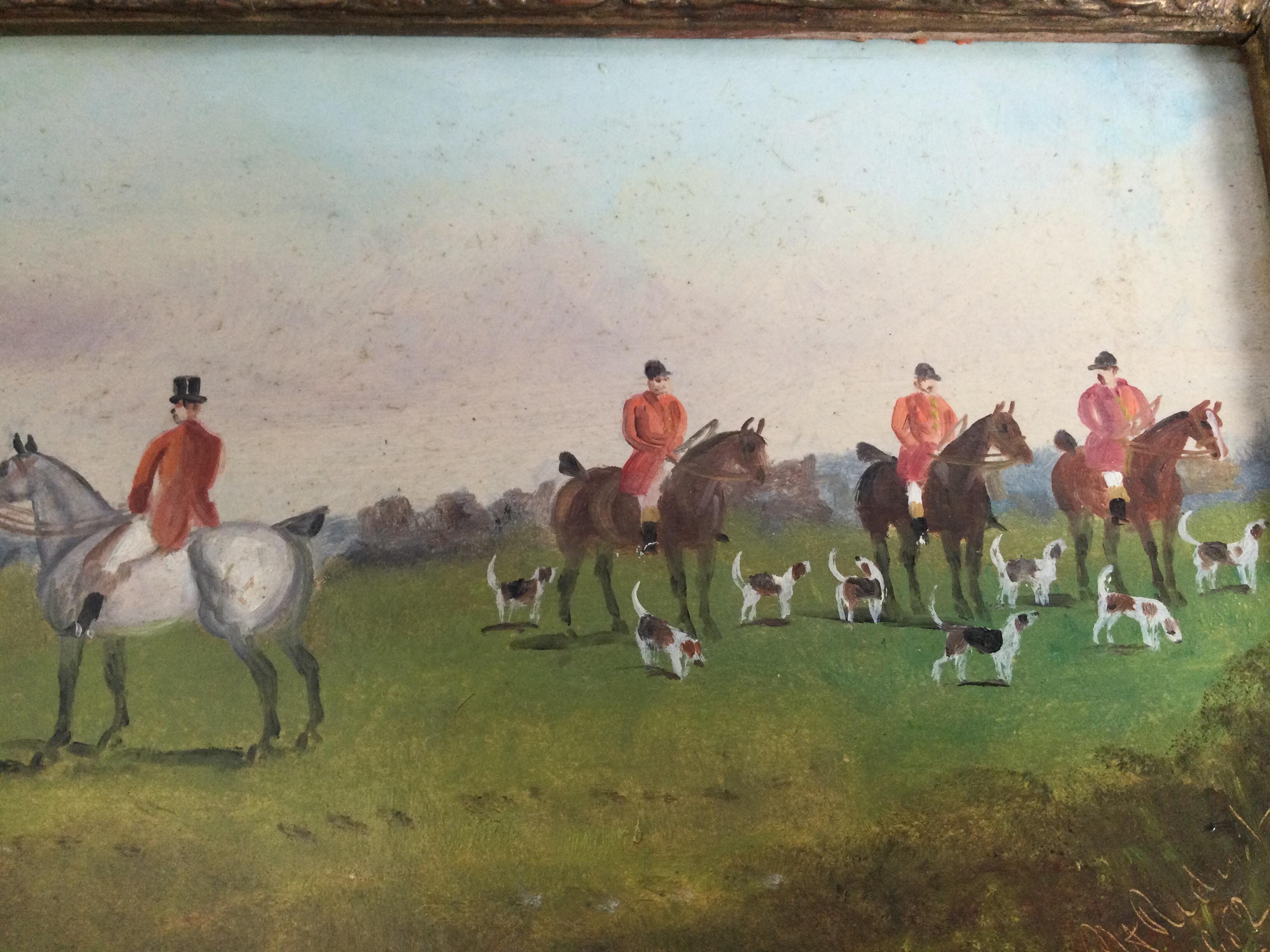 English P.H. Rideout Fox Hunt Oil Paintings
