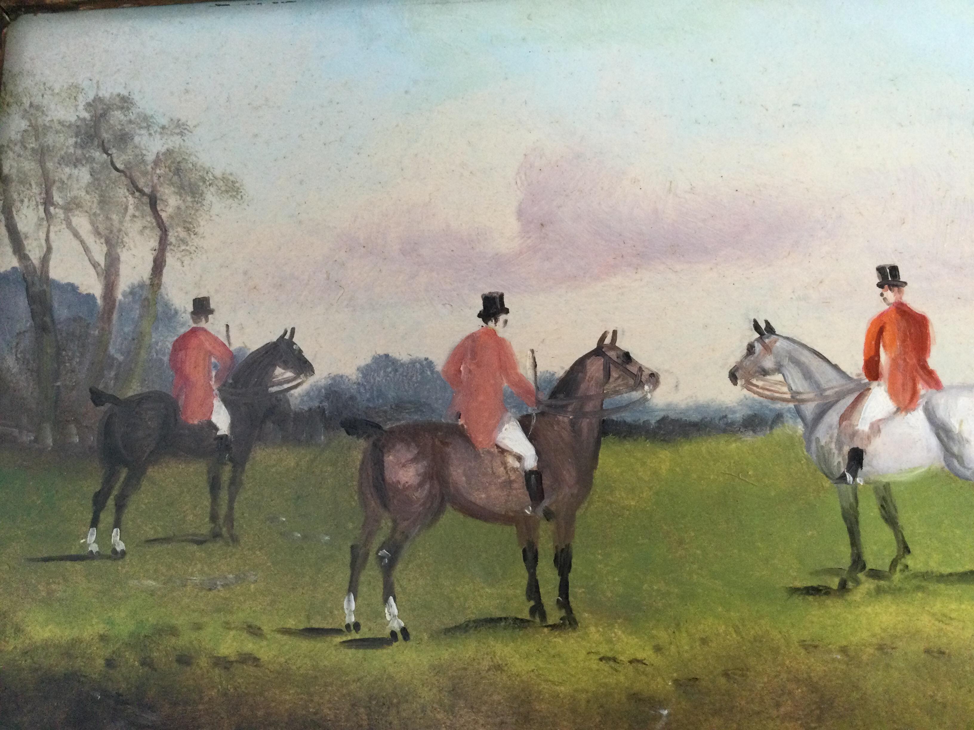 Hand-Painted P.H. Rideout Fox Hunt Oil Paintings