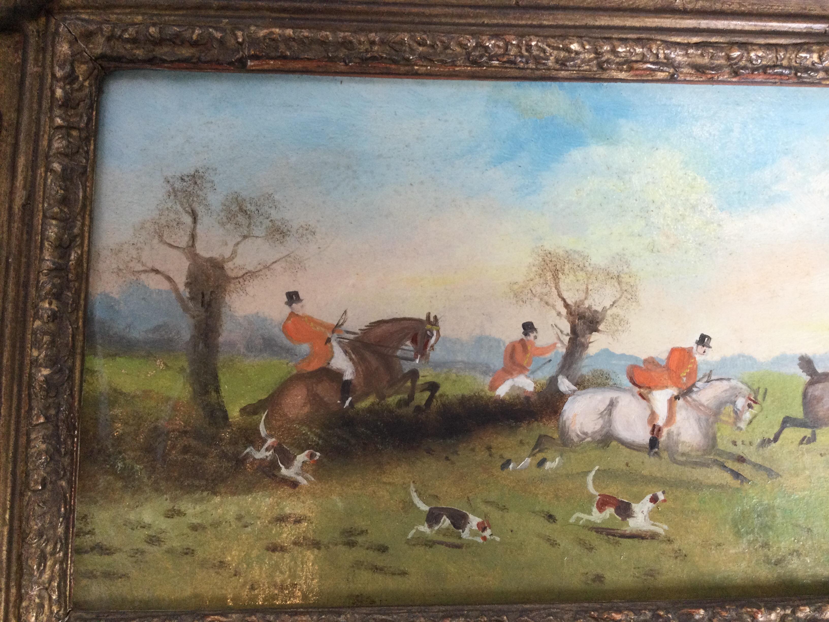 20th Century P.H. Rideout Fox Hunt Oil Paintings