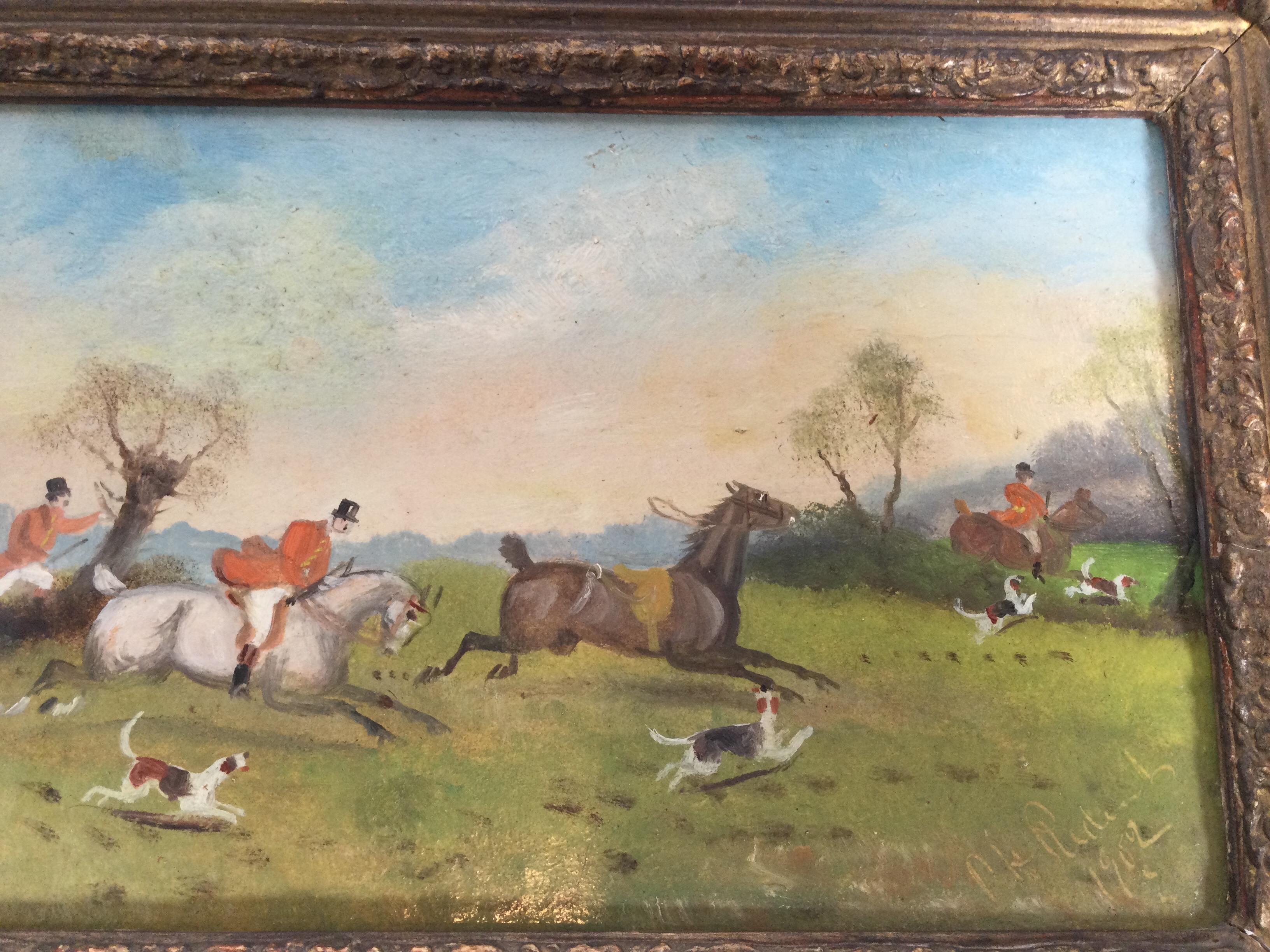 Canvas P.H. Rideout Fox Hunt Oil Paintings