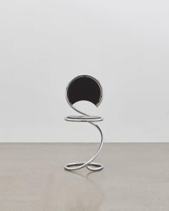 PH Snake Chair, chrome, black painted satin matt, wood seat/back, visible tubes