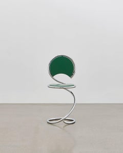 PH Snake Chair, Chrome, Green Painted Satin Matt, Wood Seat/Back, Visible Tubes