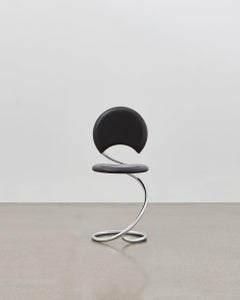 PH Snake Chair, Chrome, Leather Extreme Black, Full Leather Upholstery