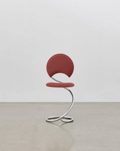 PH Snake Chair, Chrome, Leather Extreme Indianred, Full Leather Upholstery