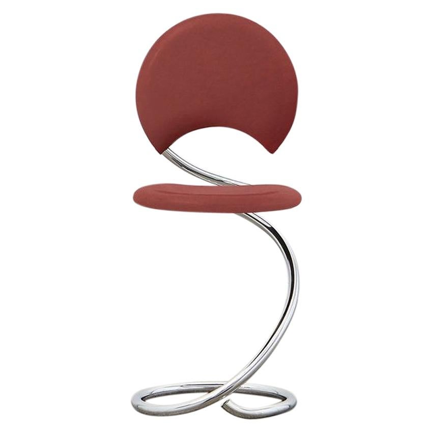PH Snake Chair, Chrome, Leather Extreme Indianred, Full Leather Upholstery