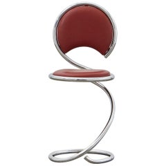 PH Snake Chair, Chrome, Leather Extreme Indianred, Leather Upholstery, Visible