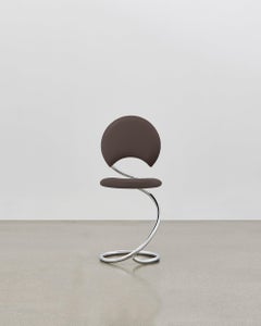 PH Snake Chair, Chrome, Leather Extreme Mocca, Full Leather Upholstery