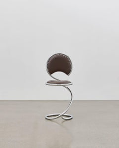 PH Snake Chair, Chrome, Leather Extreme Mocca, Leather Upholstery, Visible Tubes