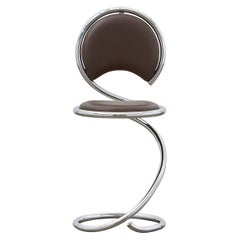 PH Snake Chair, Chrome, Leather Extreme Mocca, Leather Upholstery, Visible Tubes