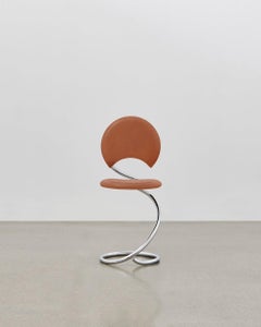 PH Snake Chair, Chrome, Leather Extreme Walnut, Full Leather Upholstery