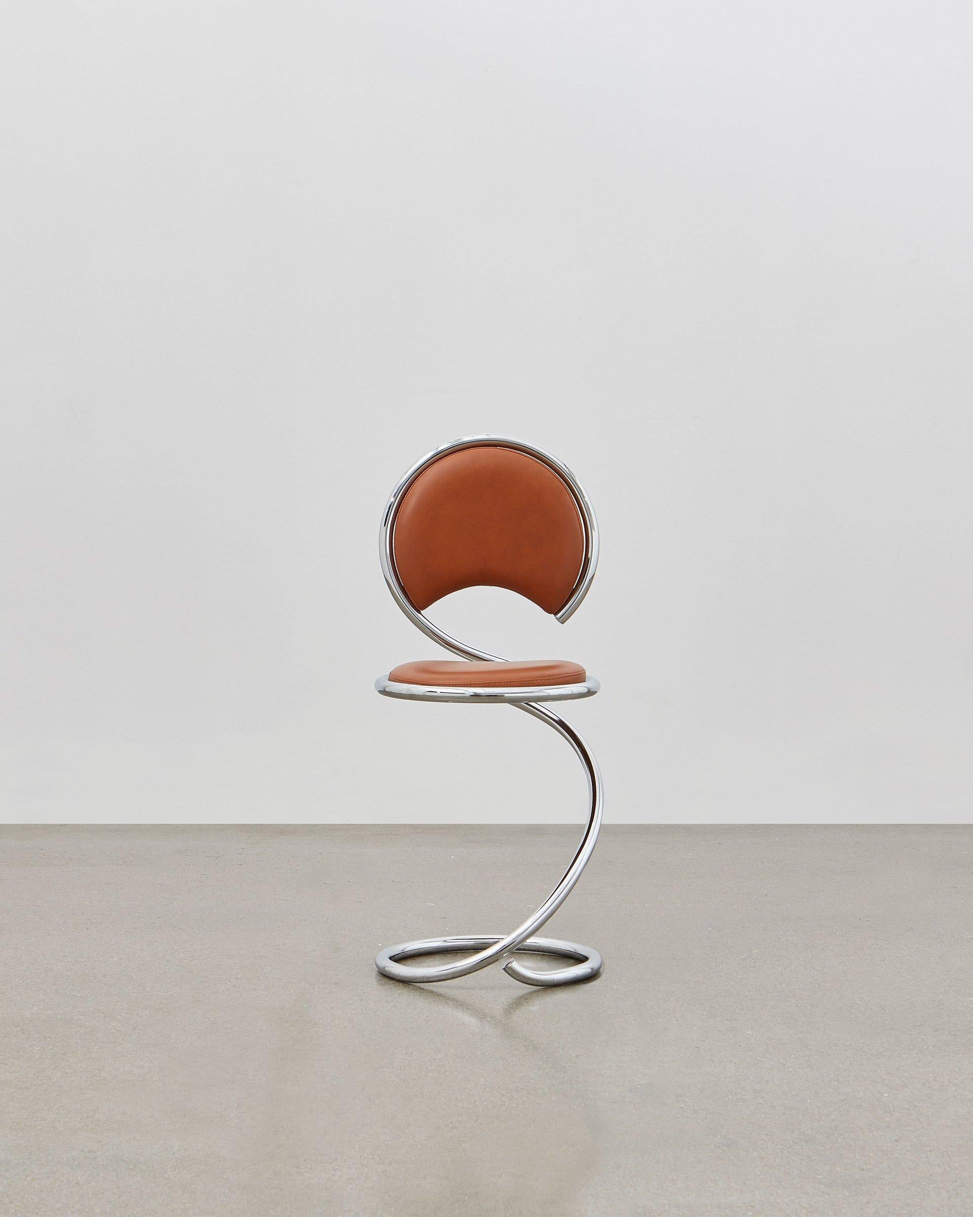 Bauhaus Chaise serpent PH, chrome, cuir extrême noyer, tissu d'ameublement en cuir, tube visible en vente