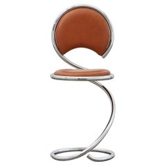 PH Snake Chair, Chrome, Leather Extreme Walnut, Leather Upholstery, Visible Tube