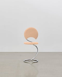 PH Snake Chair, Chrome, Leather Natural Un-Dyed, Full Leather Upholstery
