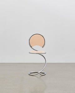PH Snake Chair, Chrome, Leather Natural Un-Dyed, Leather Upholstery, Visible