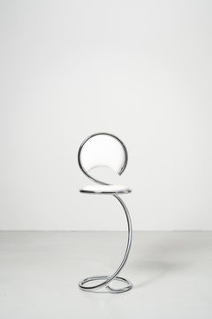 PH Silla Snake Mostrador - tubo de acero cromado Tapicería de piel blanca Altura de la barra