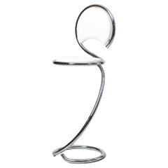 PH Snake Chair Counter - chrome steel tube White leather upholstery Bar height