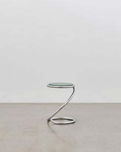 PH Schlangenhocker, Chrom, grün lackiert Satin matt, Holzsitz, Visible Tubes
