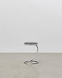 PH Snake Stool, Chrome, Leather Extreme Black, Leather Upholstery, Visible Tubes