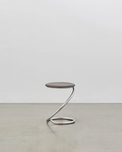 PH Snake Stool, Chrome, Leather Extreme Mocca, Full Leather Upholstery