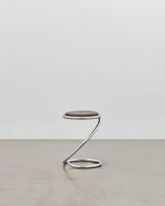 Ph Snake Stool, Chrome, Leather Extreme Mocca, Leather Upholstery, Visible Tubes
