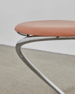 PH Snake Stool, chrome, leather extreme walnut, full leather upholstery