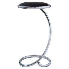 PH Snake Stool Counter - chrome steel tube Black leather upholstery Bar height