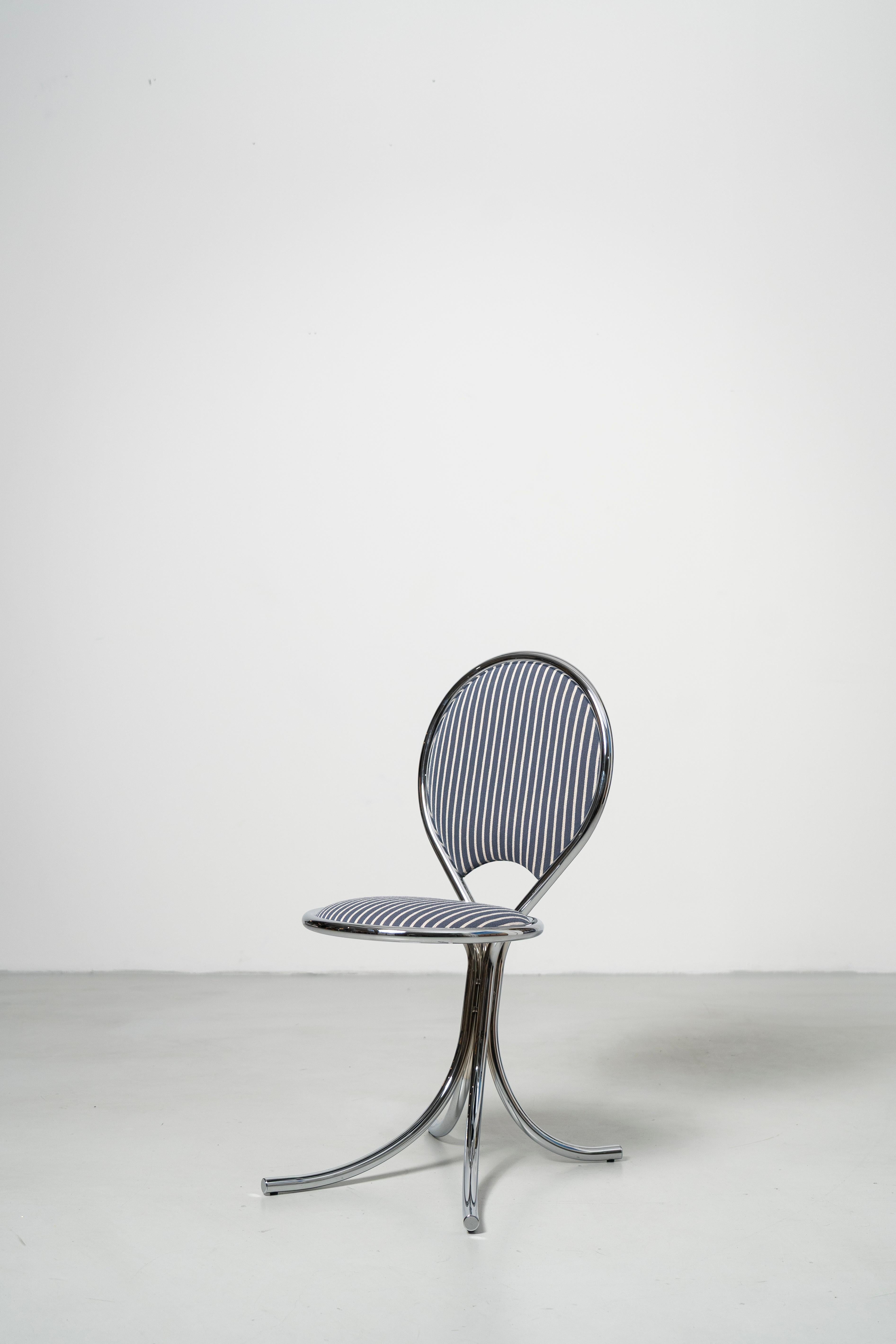 PH Steel Chair - Steel tube frame in chrome with wool fabric seat in blue (Bauhaus) im Angebot