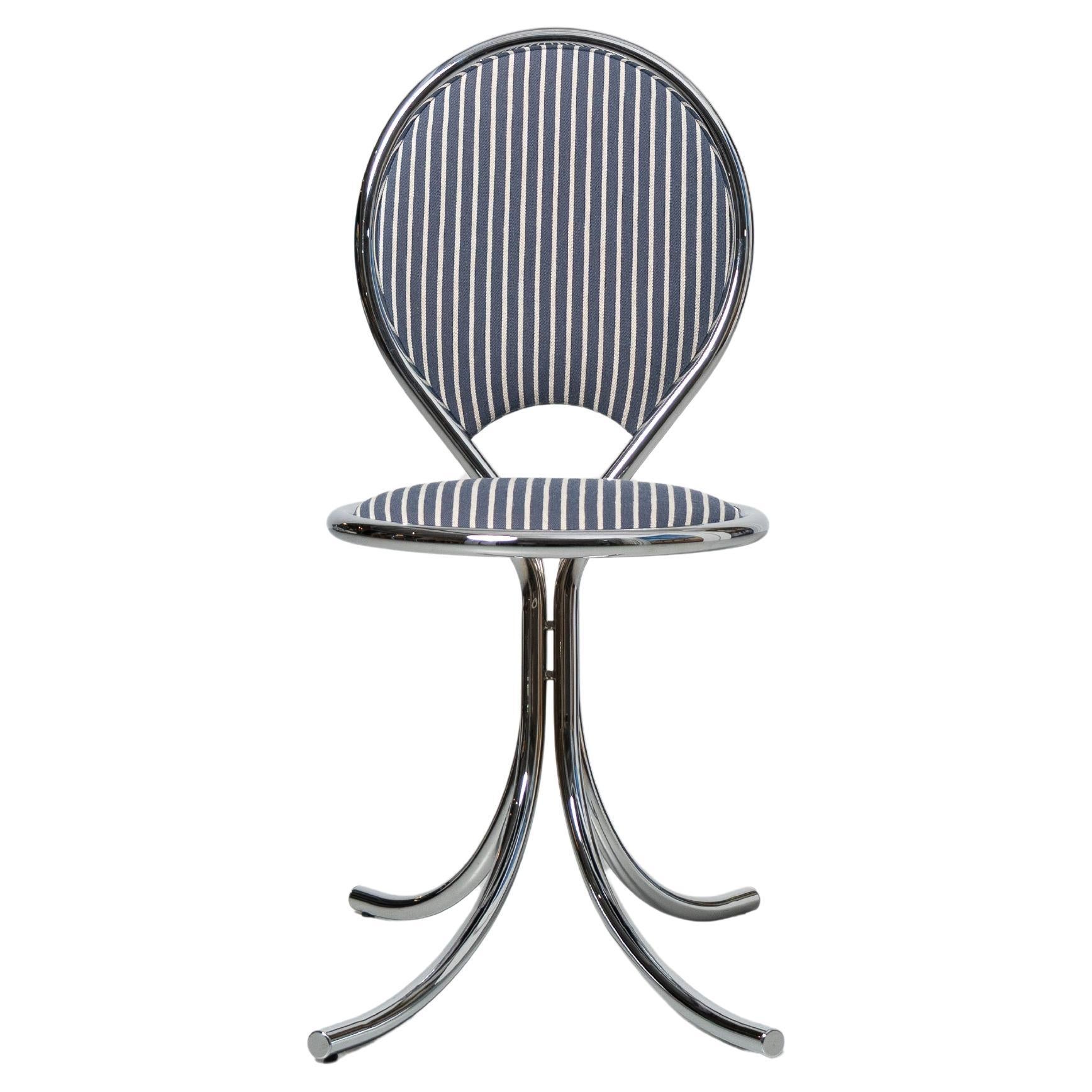 PH Steel Chair - Steel tube frame in chrome with wool fabric seat in blue im Angebot