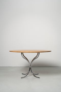 PH Table - Chrome legs with solid natural oak table plate