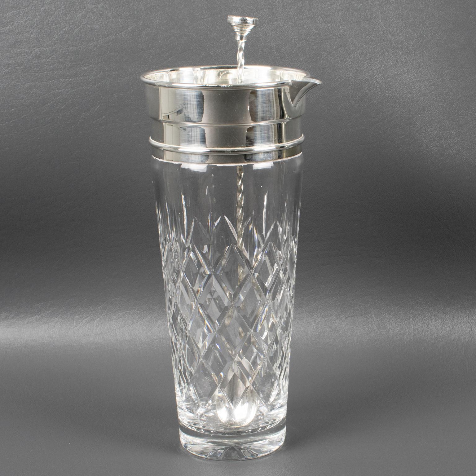 English P.H. Vogel and Co. Silver Plate and Crystal Barware Cocktail Martini Pitcher