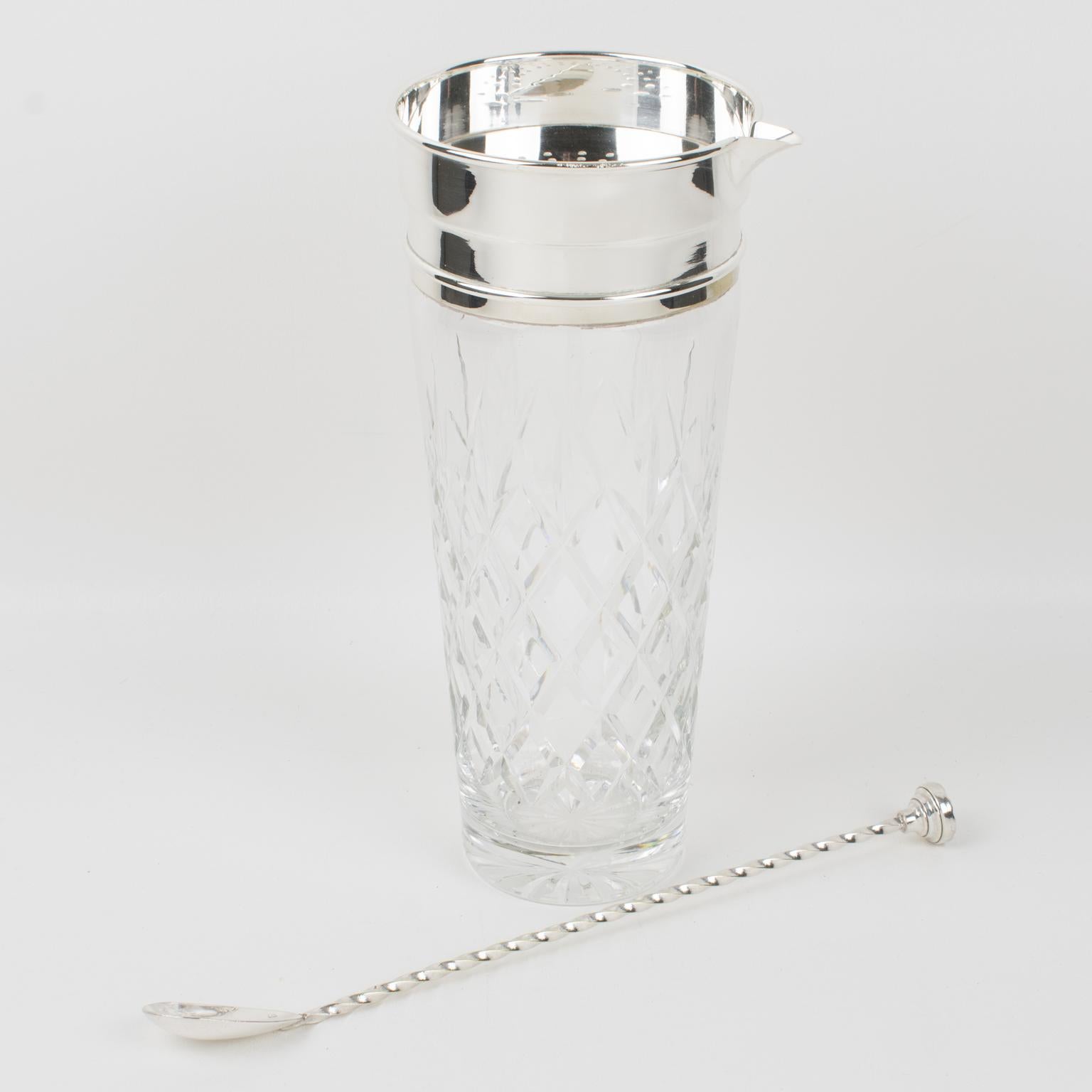 Metal P.H. Vogel and Co. Silver Plate and Crystal Barware Cocktail Martini Pitcher