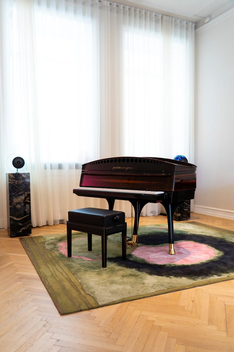 XXI secolo e contemporaneo PH180 Pianoforte a coda ad arco in Wood Macassar con ottone, Pianoforte Art-Case in vendita