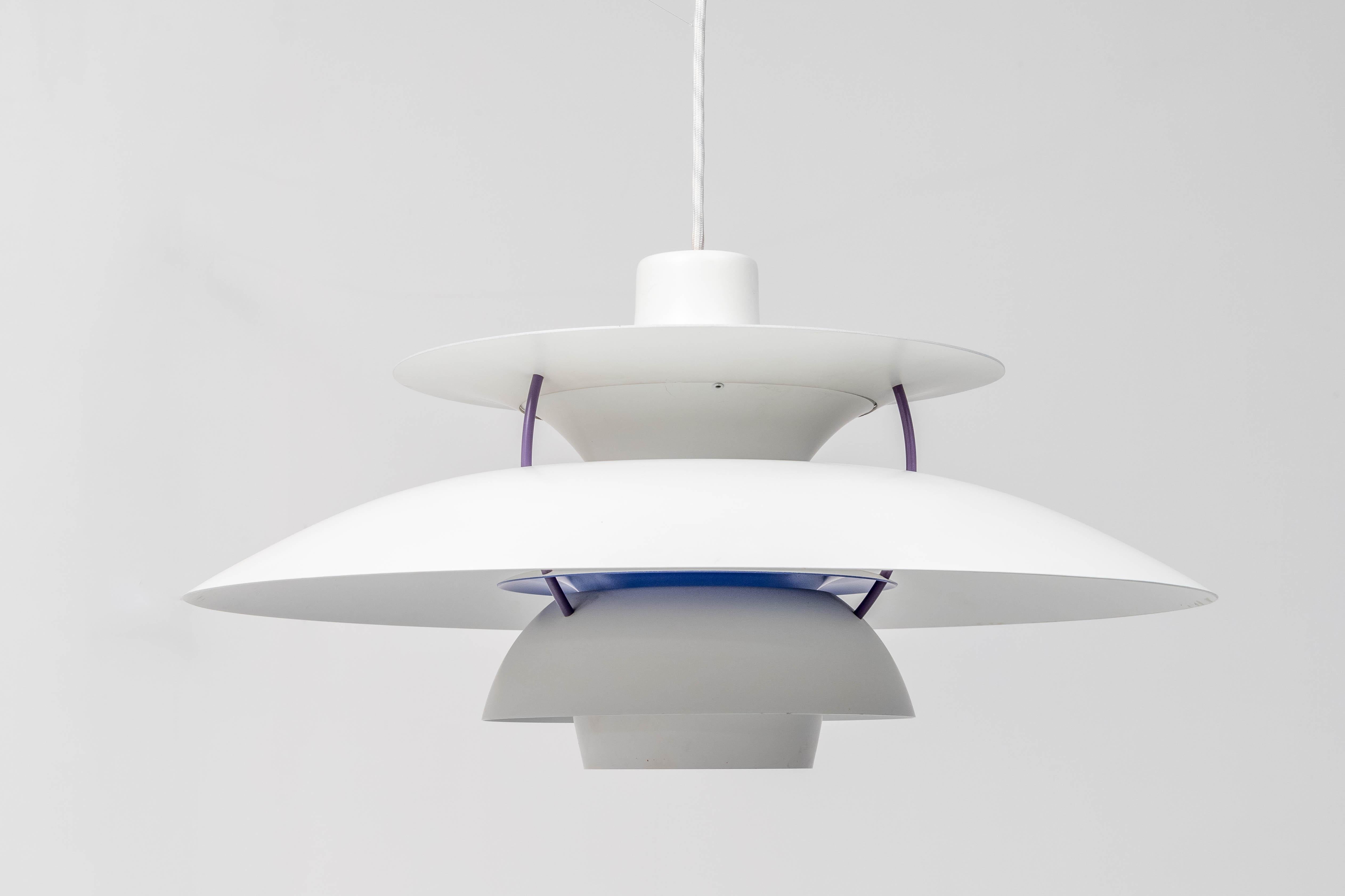 Mid-Century Modern Ph5 Pendant by Poul Henningsen for Louis Poulsen in Blue and Grey, Denmark For Sale