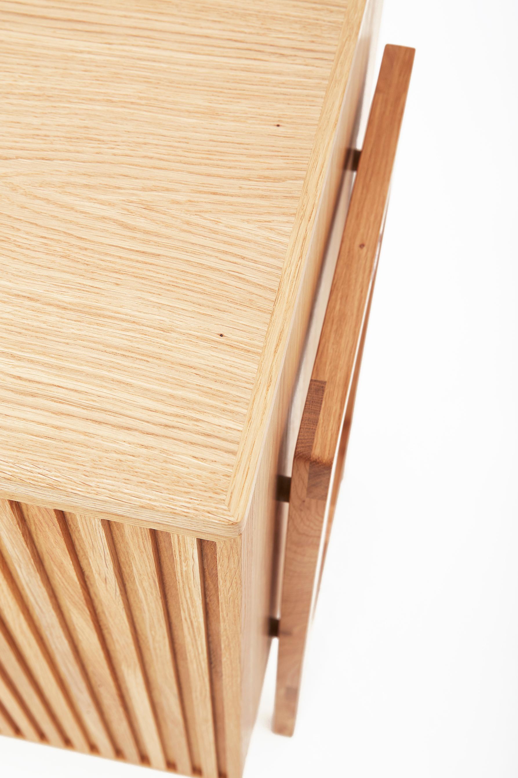 European PHAB – Minimalist Oak Cabinet with Rhythmic Fronts, German Design Award Winner For Sale