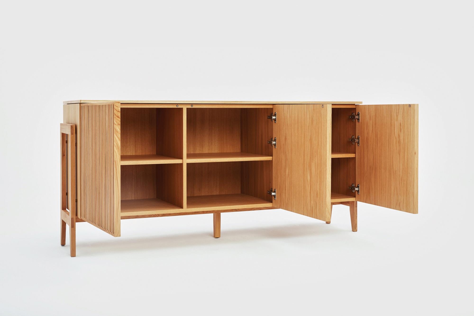Hand-Crafted PHAB – Minimalist Oak Cabinet with Rhythmic Fronts, German Design Award Winner For Sale