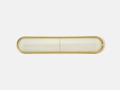 Phaenon Streamline Moderne Inspired Blown Glass and Brass Flush Mount Lamp