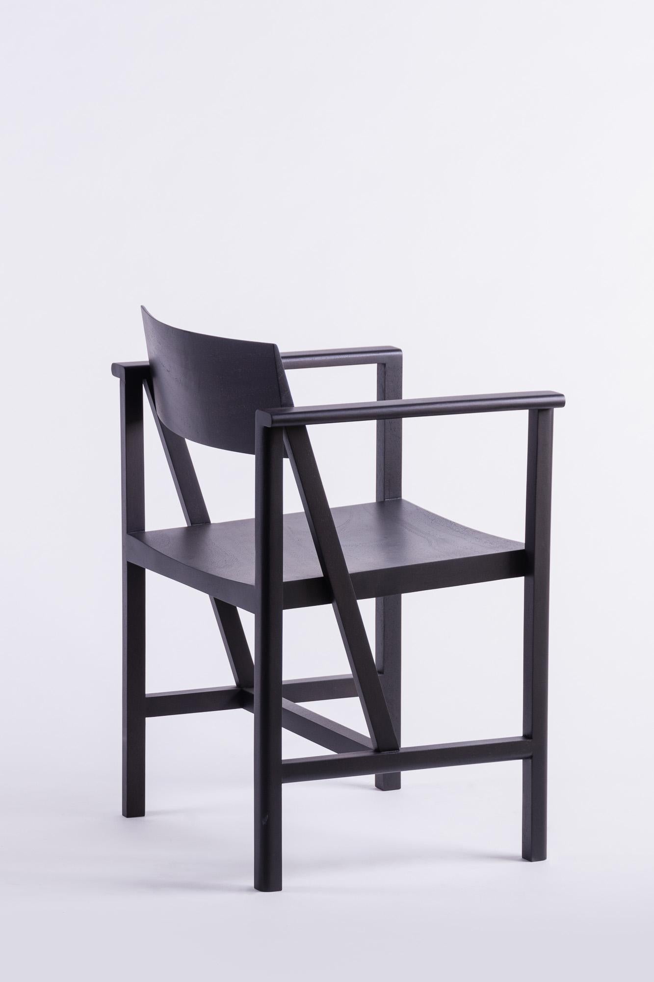 Mid-Century Modern Phaka Chair, Charcoal Black Acacia Wood For Sale