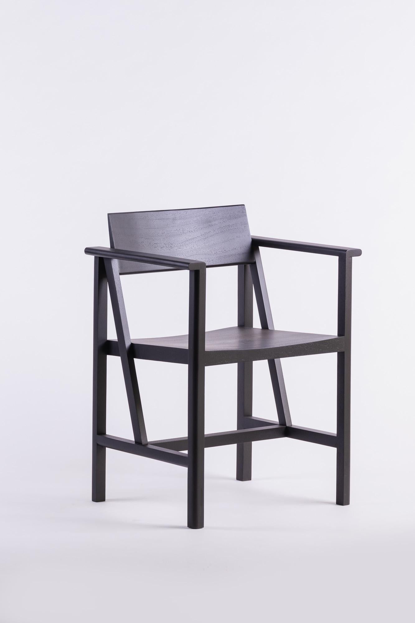 Thai Phaka Chair, Charcoal Black Acacia Wood For Sale