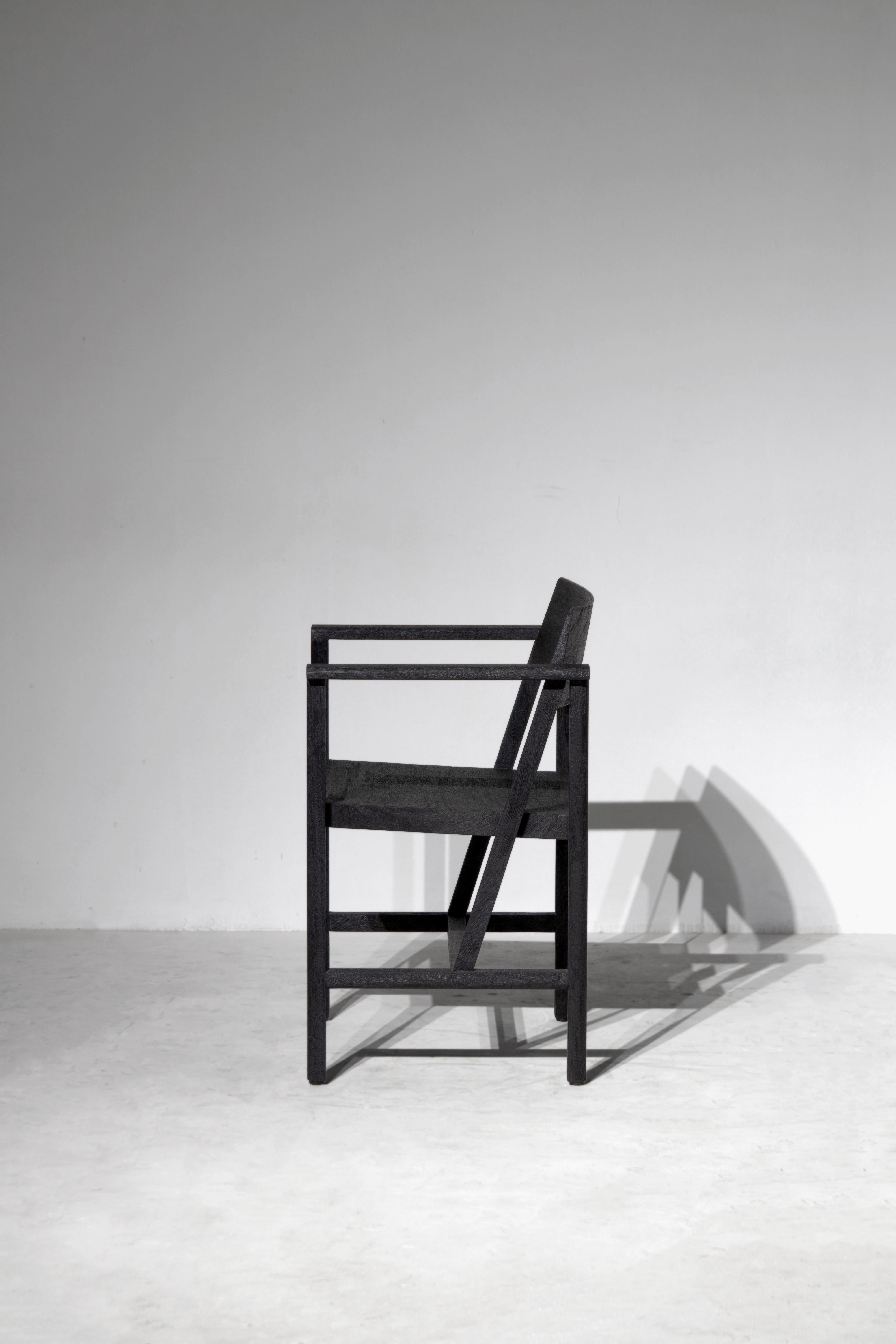 Mid-Century Modern Phaka Chair, Rough Black Monkey Pod Wood For Sale
