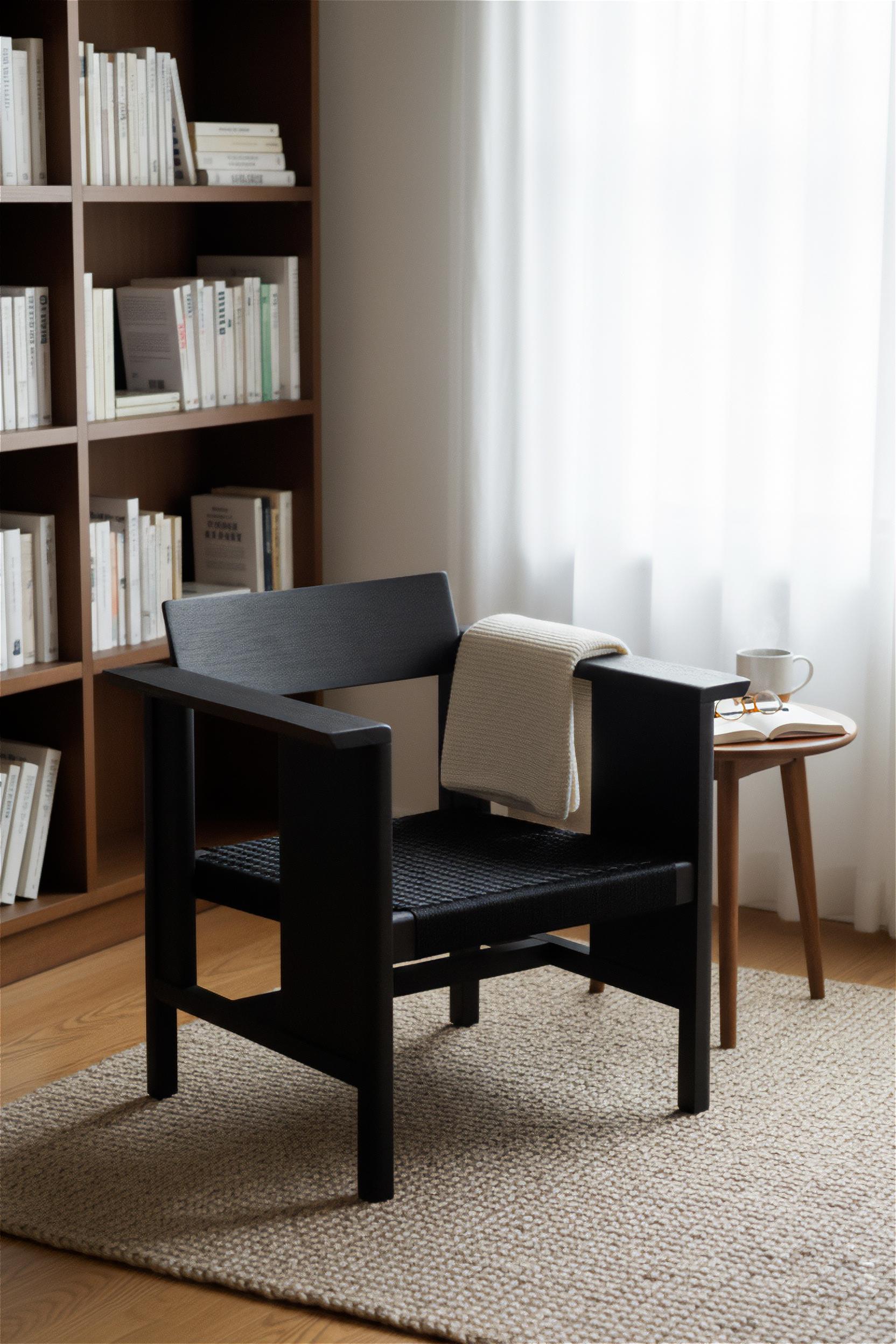 Phaka Lounge, legno grezzo di scimmia nera e corde nere in vendita 1