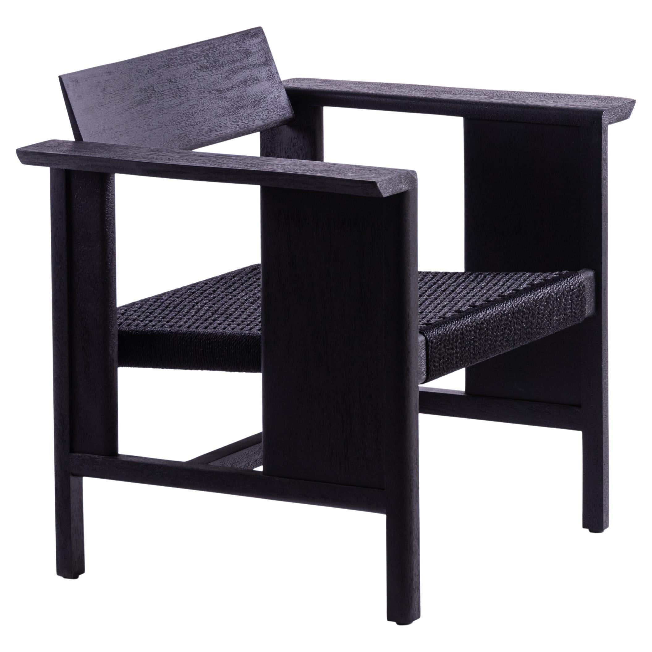 Phaka Lounge, legno grezzo di scimmia nera e corde nere in vendita