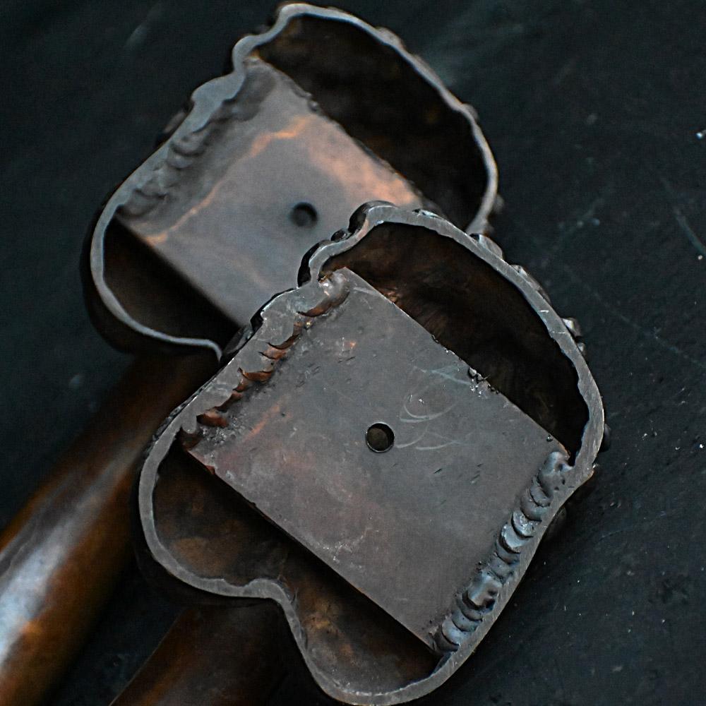 Phallus shaped bronze matched pair of cast door handles etched C. Kauna 1903 2