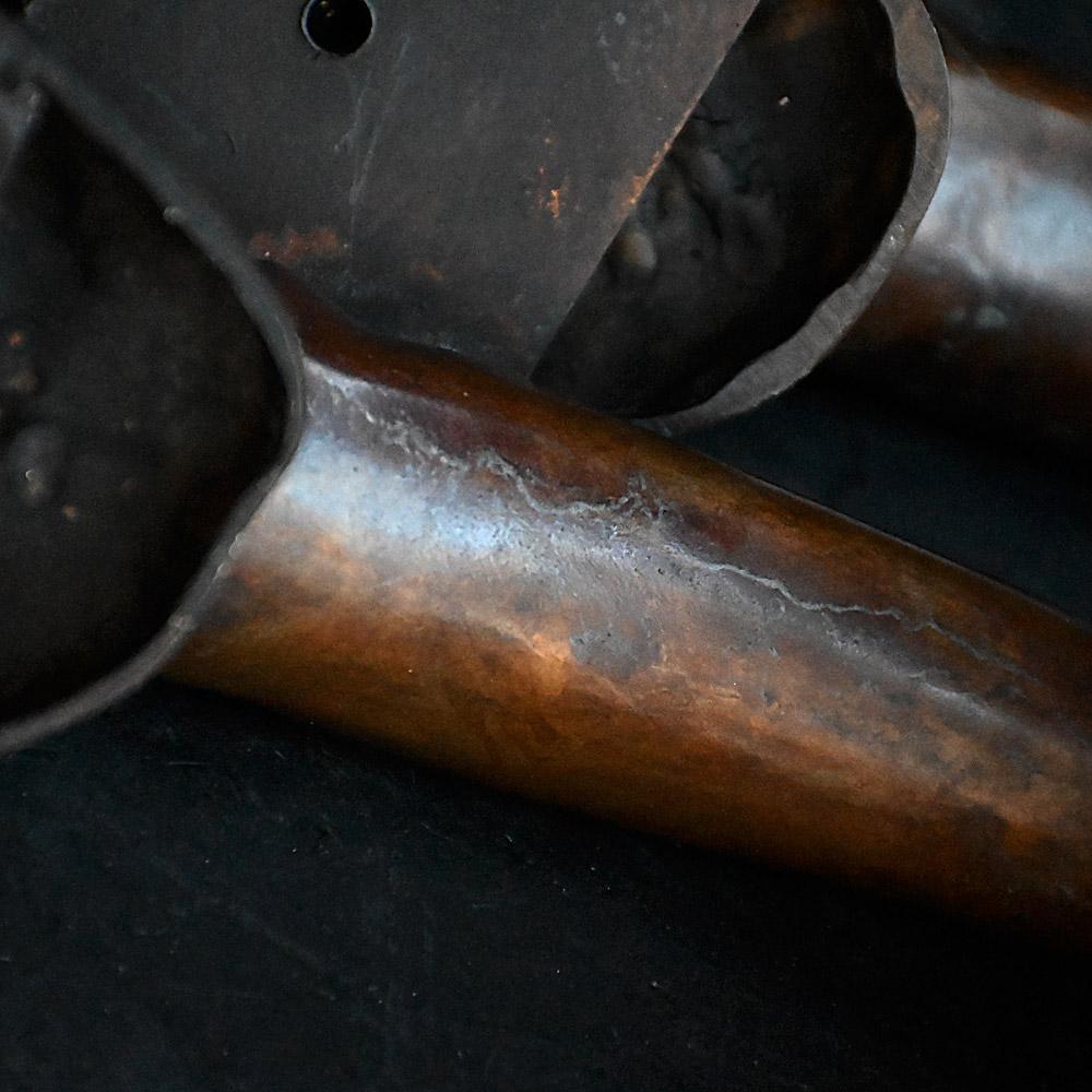 Phallus shaped bronze matched pair of cast door handles etched C. Kauna 1903 4
